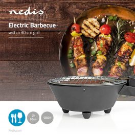 Nedis Barbecue elettrico bistecchiera griglia Bbq grlll rotondo da tavolo 1250W
