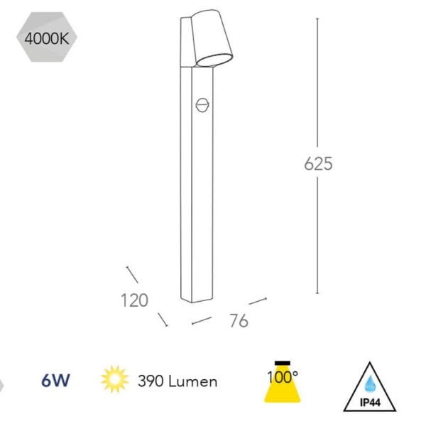 PALETTO da GIARDINO in alluminio  Bianco 6w IP44 – LED-SINTESI-P BCO