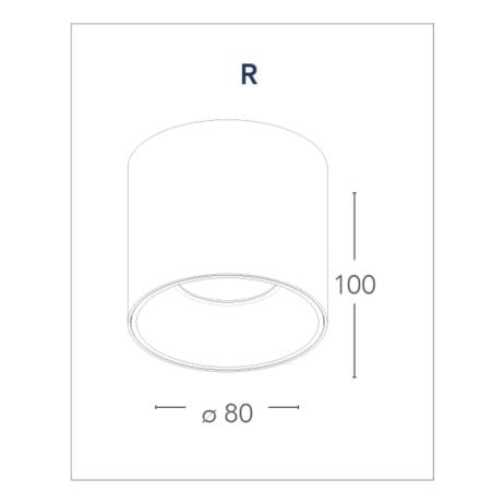 Plafoniera Town Nera 1xGU10 8x10cm in alluminio nero goffrato per lampade I-TOWN-R NER