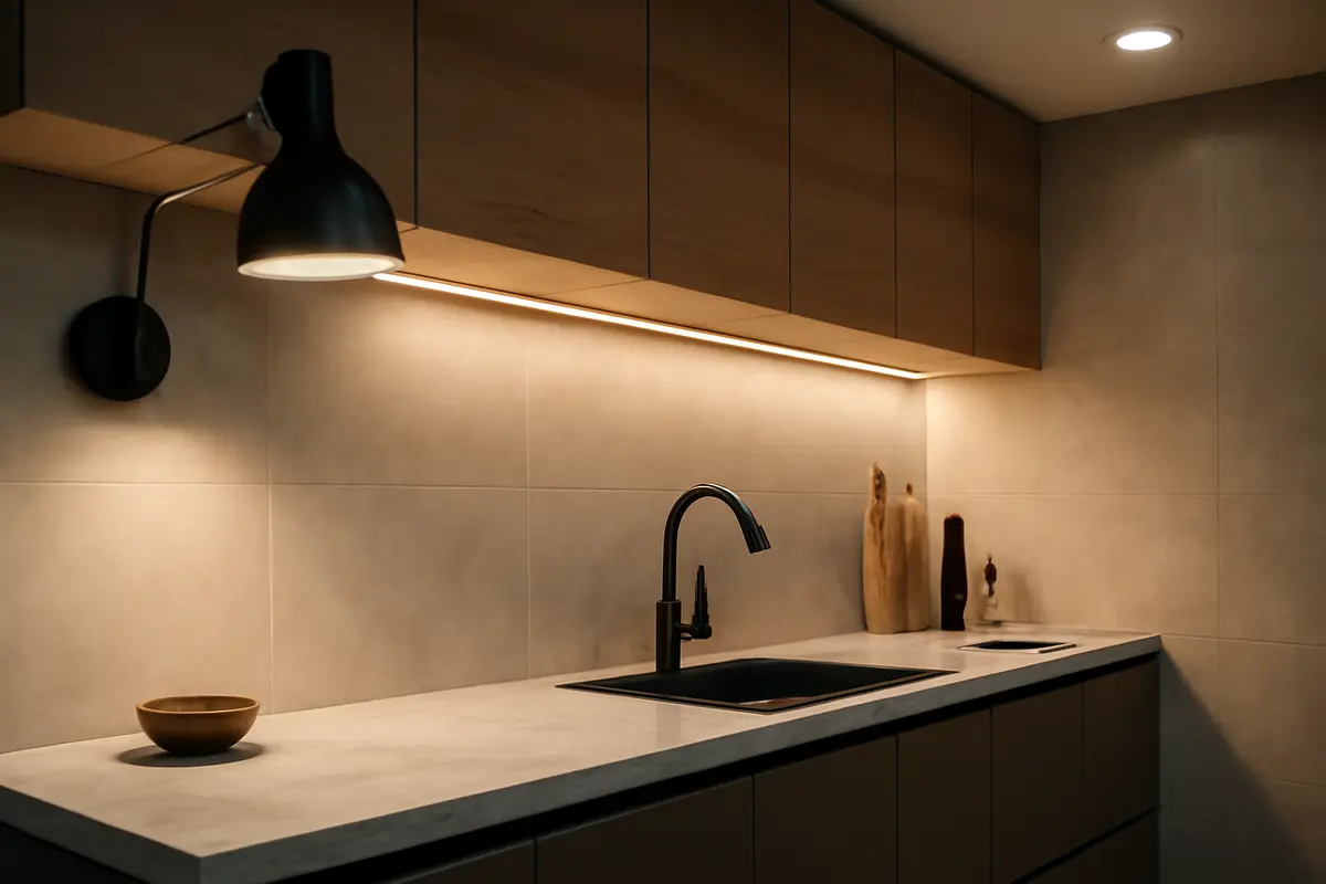 Punti luce in cucina: come distribuirli senza zone d’ombra sul piano di lavoro