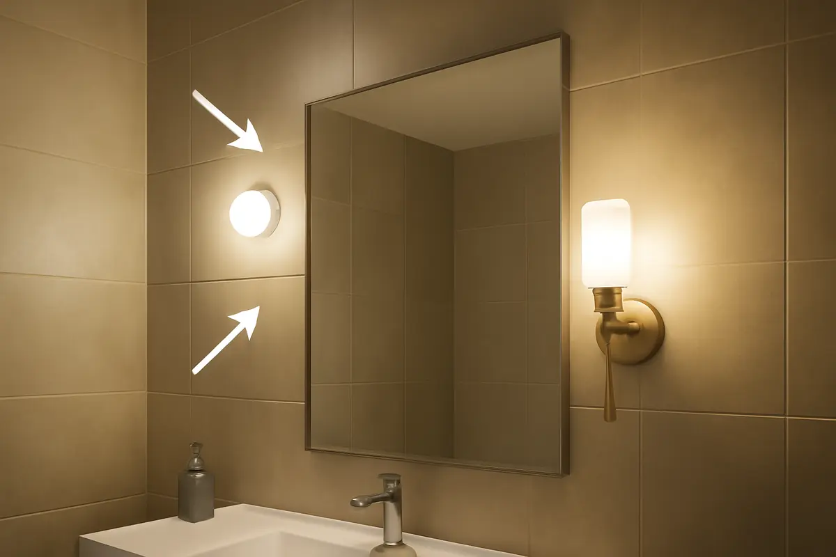 Quanti punti luce in bagno: l’altezza che fa la differenza vicino allo specchio